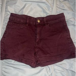 Maroon Jean Shorts